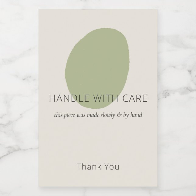 Handle With Care Sage Artisan Fragile Custom Label (Etiqueta única)
