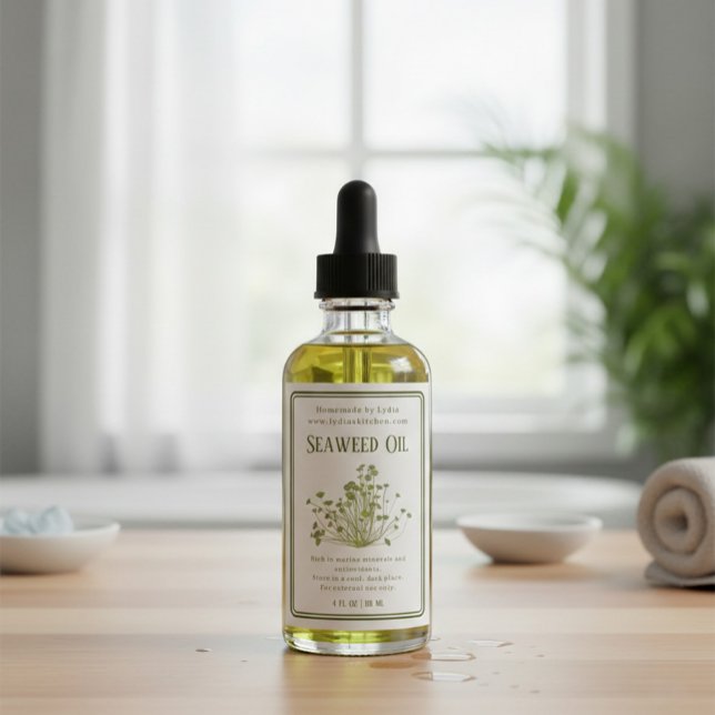 Handmade Botanical Seaweed Oil Label (Subido por el creador)