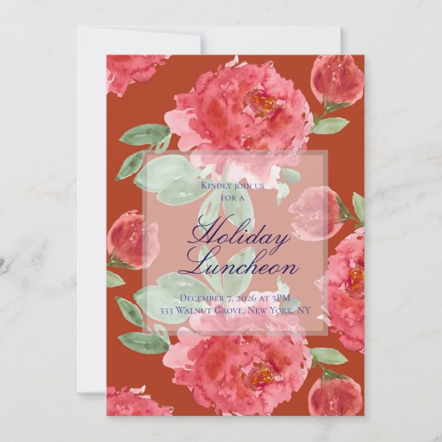 Handpainted Red Roses Holiday Luncheon (Anverso)