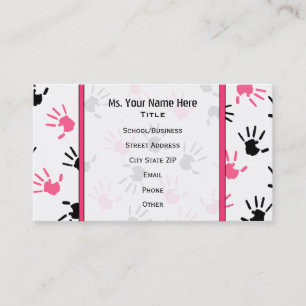 Handprints rosado y negro de la tarjeta de visita