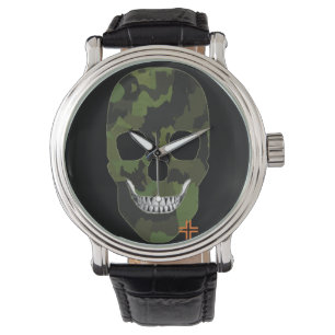 HANDSKULL Ejército reloj hombres de cuero B2