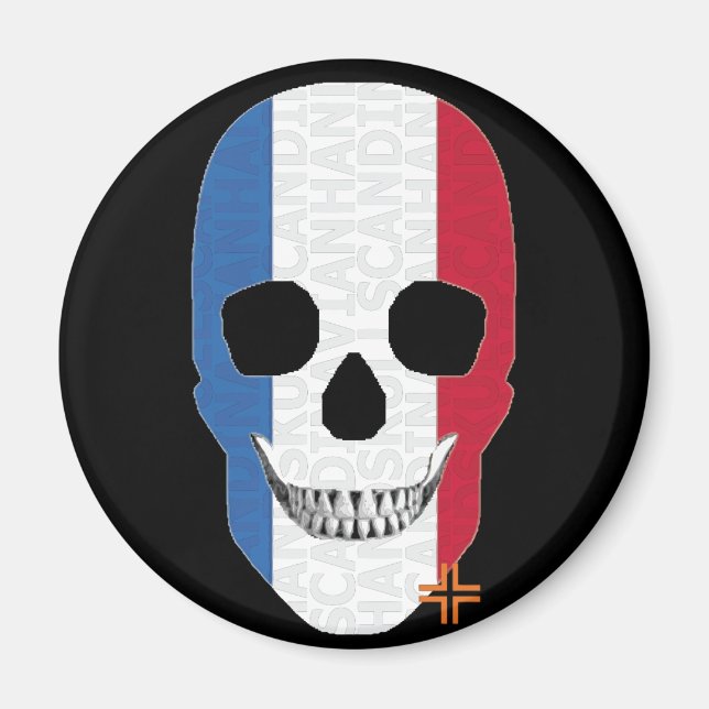 HANDSKULL Francia imán redondo B2 (Frente)
