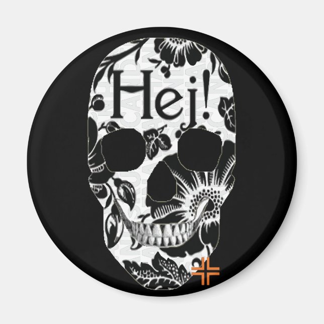 HANDSKULL Hej imán redondo B2 (Frente)