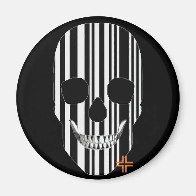 HANDSKULL Imán redondo de Codebar B2 (Frente)
