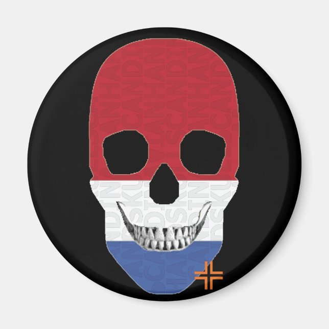 HANDSKULL imán redondo de los Países Bajos B2 (Frente)