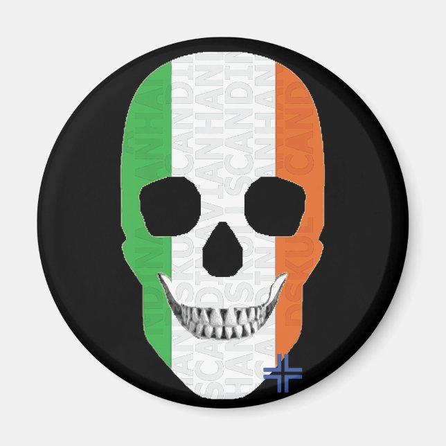HANDSKULL Irlanda imán redondo B2 (Frente)