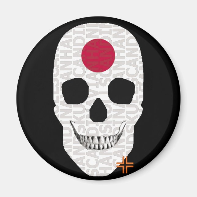 HANDSKULL Japón imán redondo B2 (Frente)