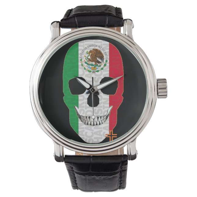 HANDSKULL México reloj hombres cuero B2 (Anverso)