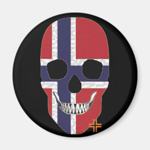 HANDSKULL Noruega imán redondo B2