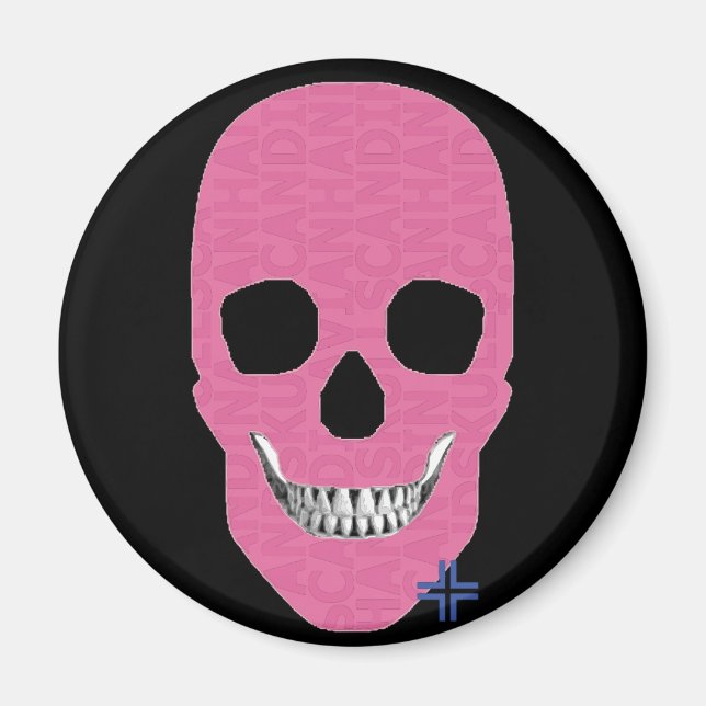 HANDSKULL Rebel Imán redondo rosa B2 (Frente)