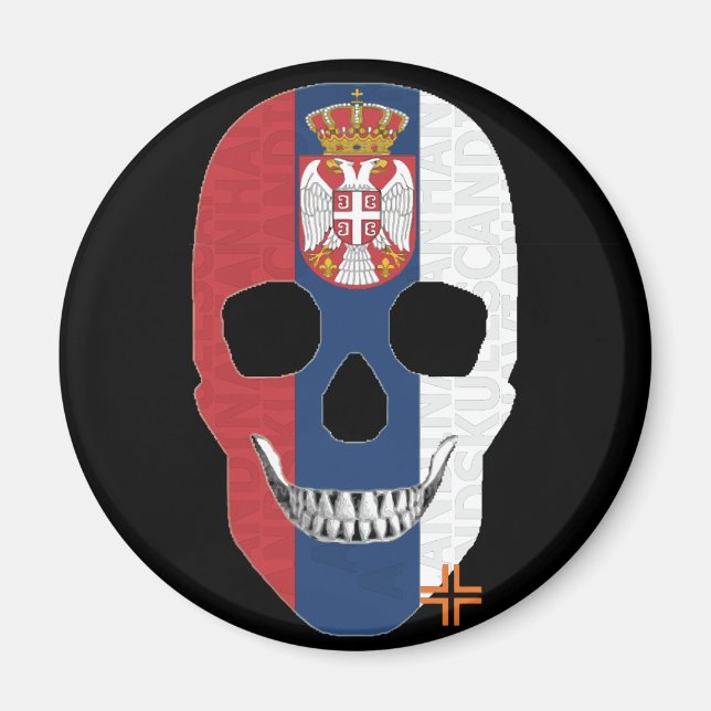 HANDSKULL Serbia imán redondo B2 (Frente)