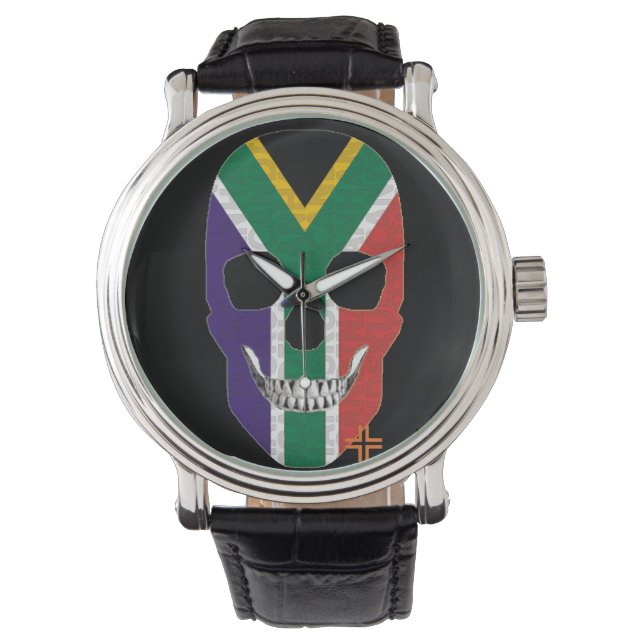 HANDSKULL Sudáfrica reloj hombres cuero B2 (Anverso)