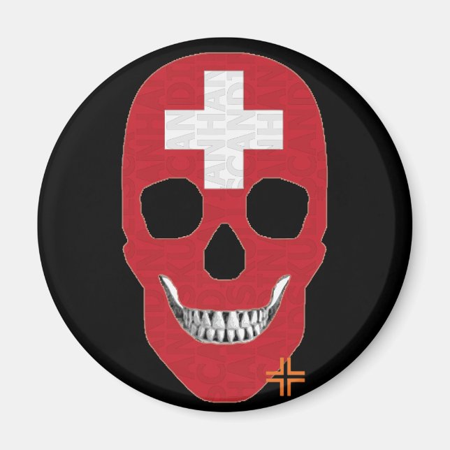 HANDSKULL Suiza redonda imán B2 (Frente)