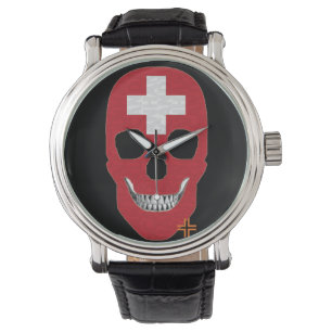 HANDSKULL Suiza reloj hombres cuero B2