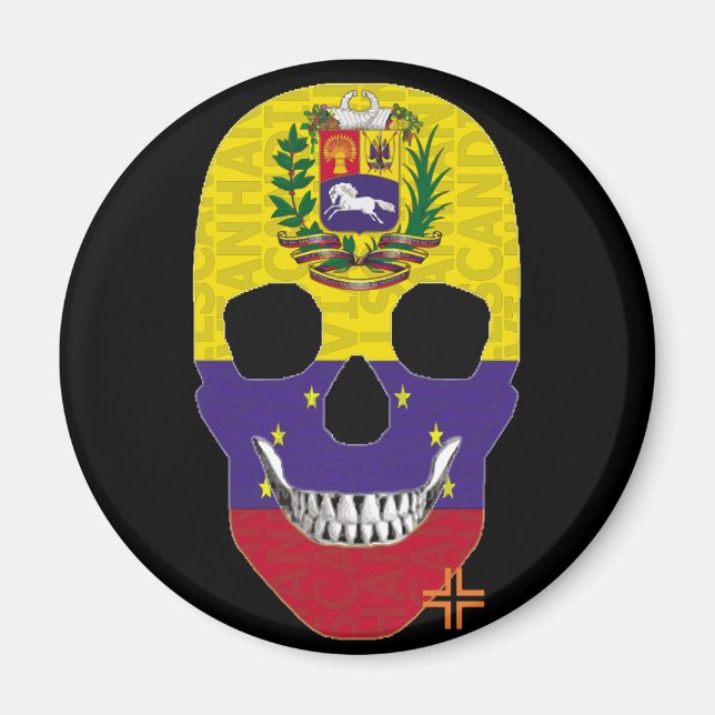 HANDSKULL Venezuela imán redondo B2 (Frente)