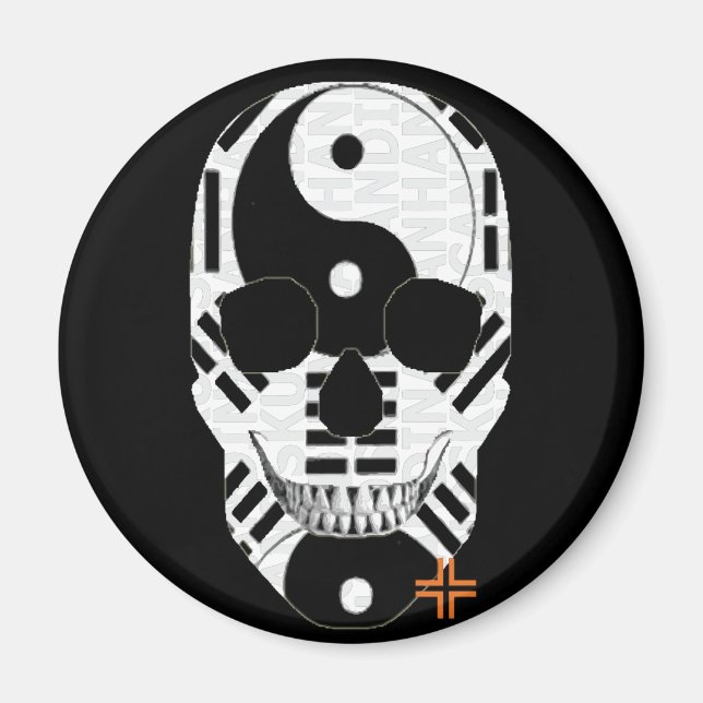 HANDSKULL Yin Yang imán redondo B2 (Frente)