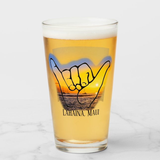 Hang Loose en Lahaina, Maui, vidrio de cerveza (Anverso (lleno))