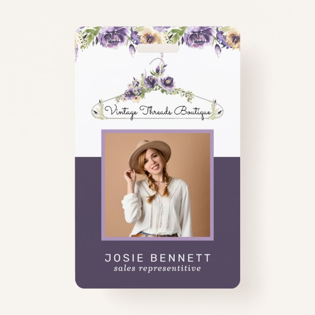 Hanger Boutique Floral | Tarjeta de identificación (Anverso)