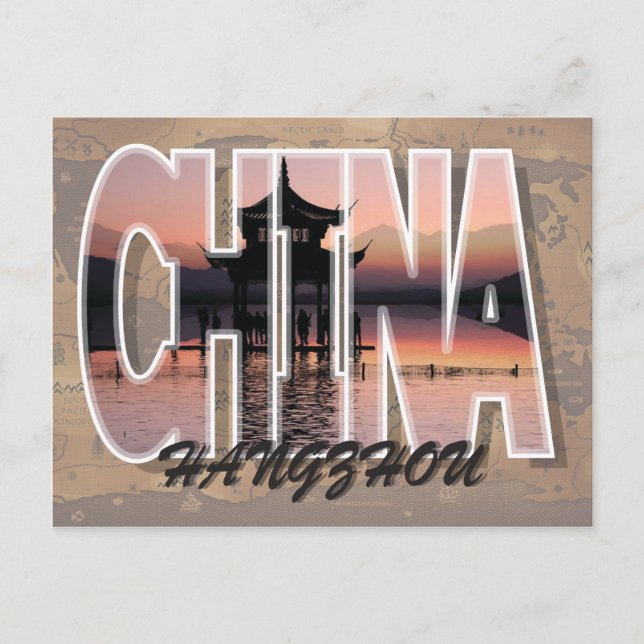 Hangzhou, postal de China (Anverso)