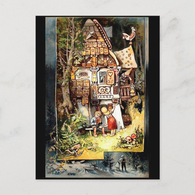 hansel y gretel 2 postal vintage (Anverso)