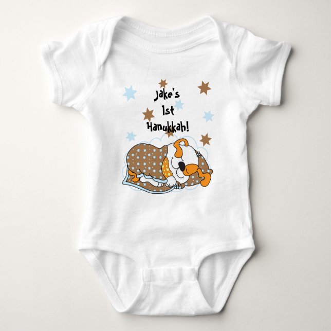 Hanukkah Baby Body Demo/dog/Brown Naranja (Anverso)
