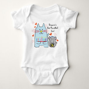 Hanukkah Baby Jersey Body Suite/Blue Cat and Mouse