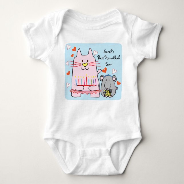 Hanukkah Baby Jersey Body Suite/Cat and Mouse (Anverso)