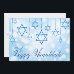 Hanukkah Blue Star of David<br><div class="desc">Este diseño vacacional presenta la Estrella de David como decoraciones con el texto "Happy Hanukkah" en la tipografía moderna. #hanukkah #chanukah #festivales #estacional #festividad #star #starofdavid #azul #decoración moderna #ornament #diseño #saludos #tarjetas #tarjetas de felicitación #papel</div>