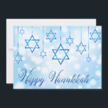 Hanukkah Blue Star of David<br><div class="desc">Este diseño vacacional presenta la Estrella de David como decoraciones con el texto "Happy Hanukkah" en la tipografía moderna. #hanukkah #chanukah #festivales #estacional #festividad #star #starofdavid #azul #decoración moderna #ornament #diseño #saludos #tarjetas #tarjetas de felicitación #papel</div>