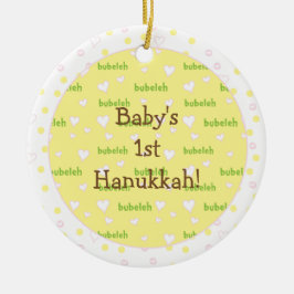 Hanukkah "Bubeleh" Ornamento de Círculo Rosa/Verde