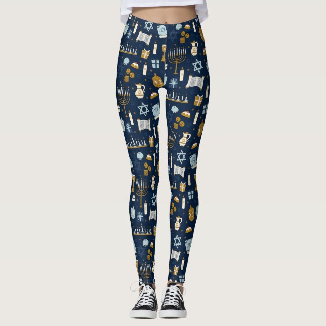 Hanukkah Doodles lindo ilustrado Leggings (Anverso)