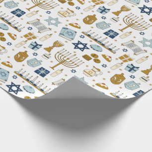Hanukkah Doodles lindo ilustrado Papel envuelto