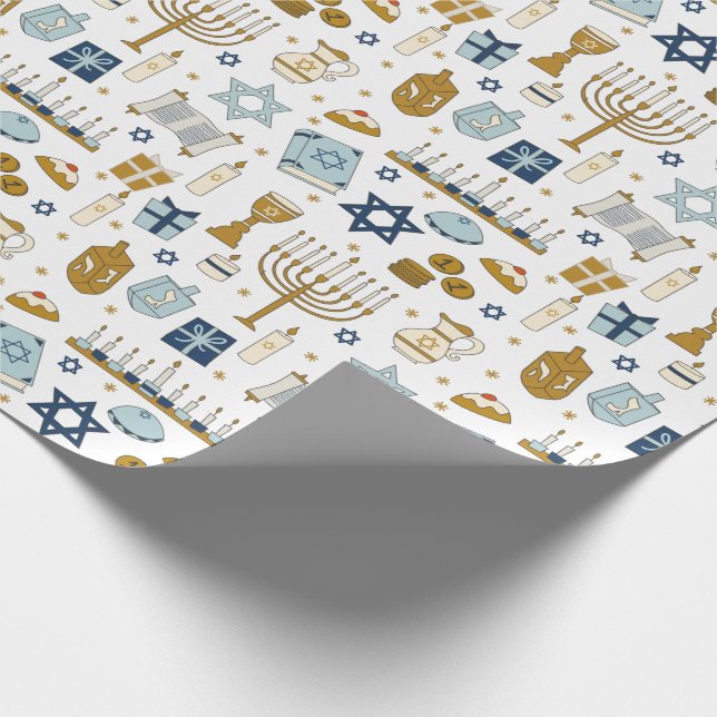 Hanukkah Doodles lindo ilustrado Papel envuelto (Esquina)