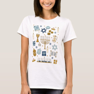 Hanukkah Doodles lindos ilustrados camiseta