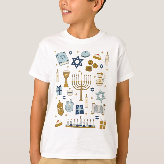 Hanukkah Doodles lindos ilustrados camiseta (Anverso)