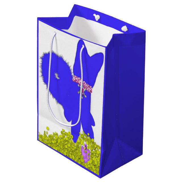 Hanukkah dreidel gelt perro azul bolsa de regalo (Angulo Anverso)