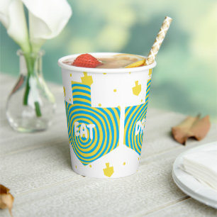 Hanukkah Dreidel Swirl 8 oz. Vasos de Papel