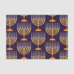 Hanukkah envolver papel menorah feliz feriado<br><div class="desc">Papel de envoltura judío de Hanukkah con menorah y velas en fondo azul.</div>