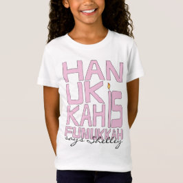 "Hanukkah es Funukkah" Camiseta infantil, rosa. Ni