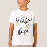 "Hanukkah feliz", camiseta de niños<br><div class="desc">"Hanukkah Feliz",  Camiseta Infantil. (Escoja entre una variedad de opciones de camisa.)</div>