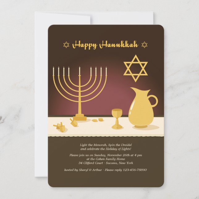 Hanukkah Fijación Invitación (Anverso)