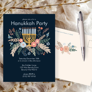 Hanukkah Florals Invitación a la fiesta de PERSONA