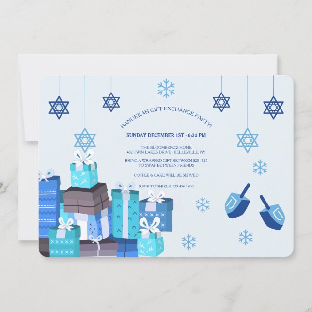 Hanukkah Gift Exchange Party Invitación (Anverso)