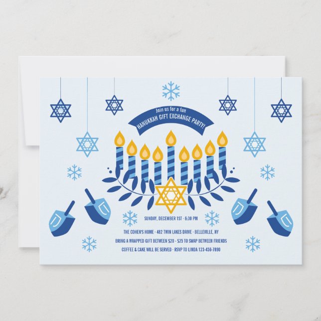 Hanukkah Gift Exchange Party Invitación (Anverso)
