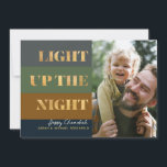 Hanukkah Gold Light Up Night Photo Holiday Card<br><div class="desc">Nuestra Hanukkah / Chanukah Gold Light up La tarjeta de festividad nocturna es una manera elegante, elegante y festiva de compartir sus deseos Hanukkah/ Chanukah con amigos, familia y clientes esta temporada de vacaciones! Con espacio para que puedas personalizar con tu nombre y foto. ¿Consultas? envíenos un mensaje o envíe...</div>
