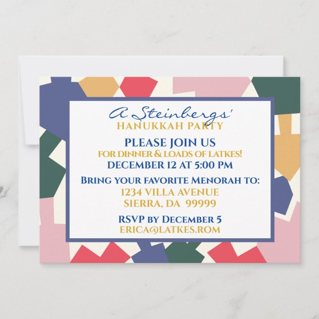 Hanukkah Invitación a los sueños modernos (Anverso)