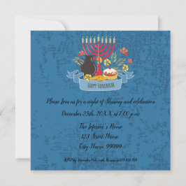 Hanukkah Menorah con invitación a las velas