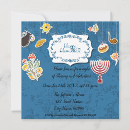 Hanukkah Menorah con invitación a las velas