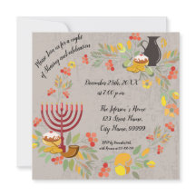 Hanukkah Menorah con invitación a las velas