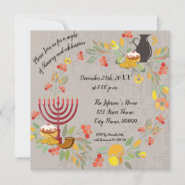 Hanukkah Menorah con invitación a las velas